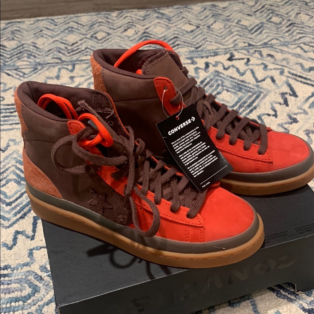Converse Red and Brown Athletic High-Tops